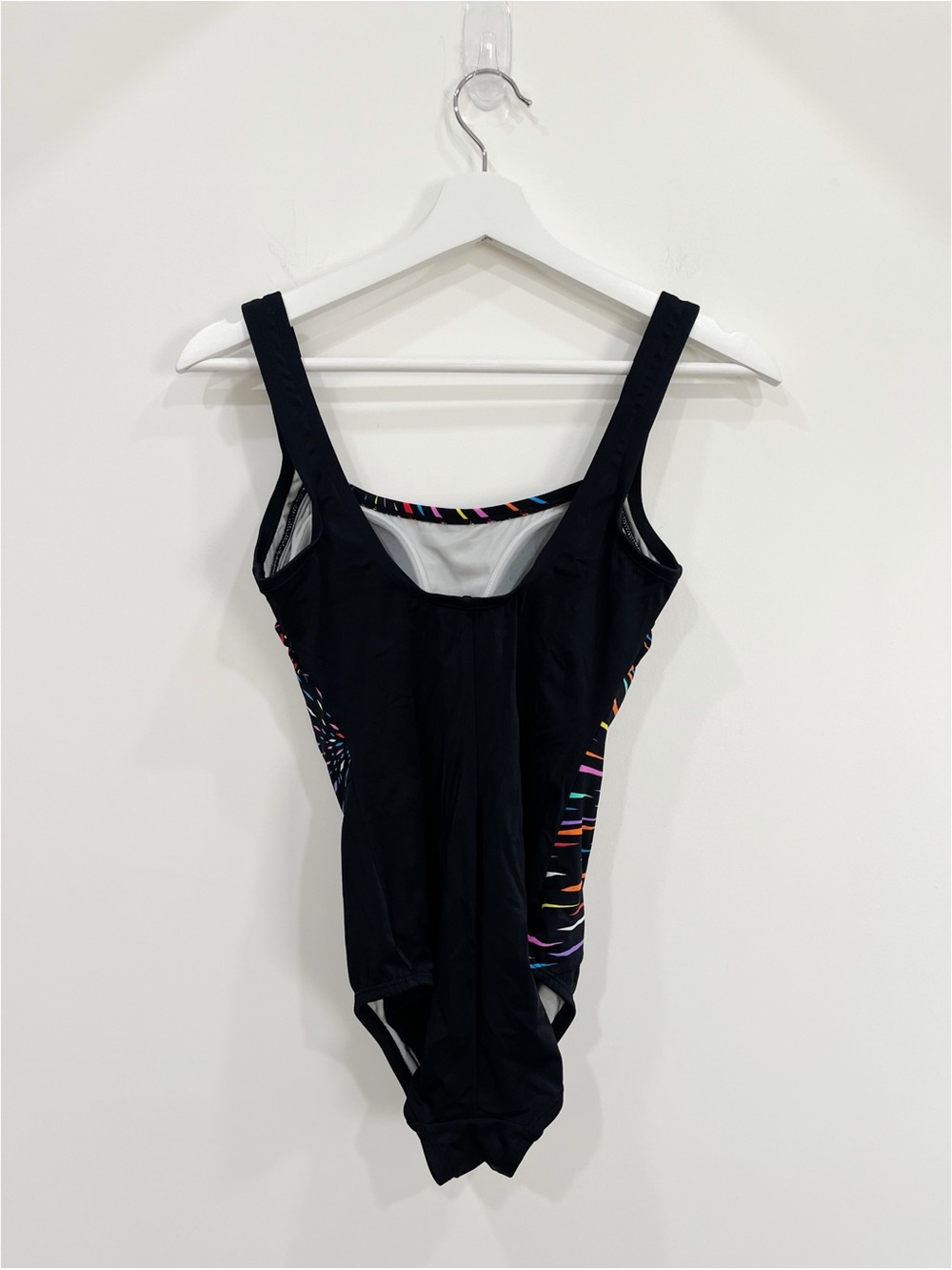 Reebok One Piece Swimsuit Size 8 Black Multicolor Ruched Tummy Control Swimwear - Picture 8 of 11